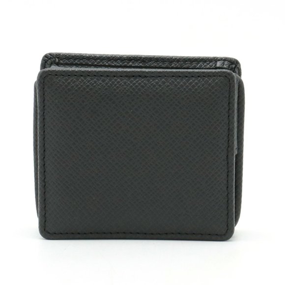 LOUIS VUITTON Other - LOUIS VUITTON Taiga Porto Monnaie Boite Coin Case Leather Calf Ardoise Black ...